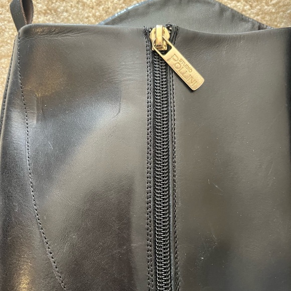 Studio Pollini Tall Black Flat Leather Riding Boots Size 9 - Picture 7 of 7